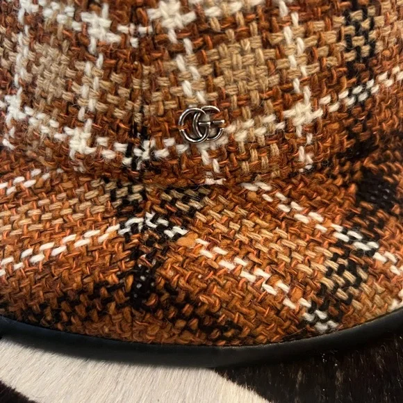 Authentic Gucci Tweed and Leather Bucket Hat